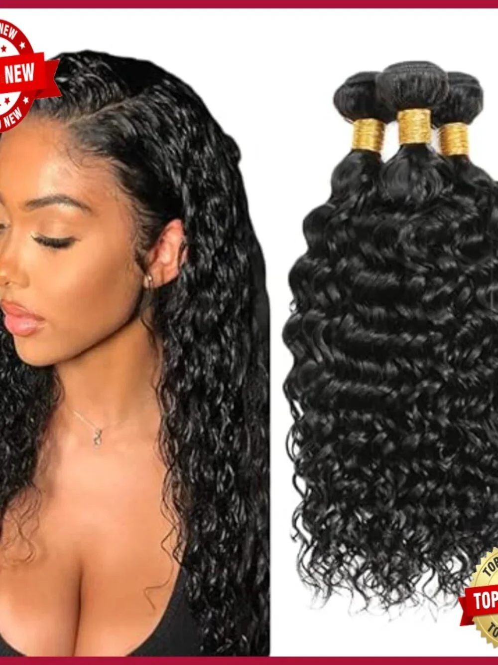 Brazilian Virgin Human Hair Extensions 22 24 26 Inch Curly Wave 3 Bundle Set